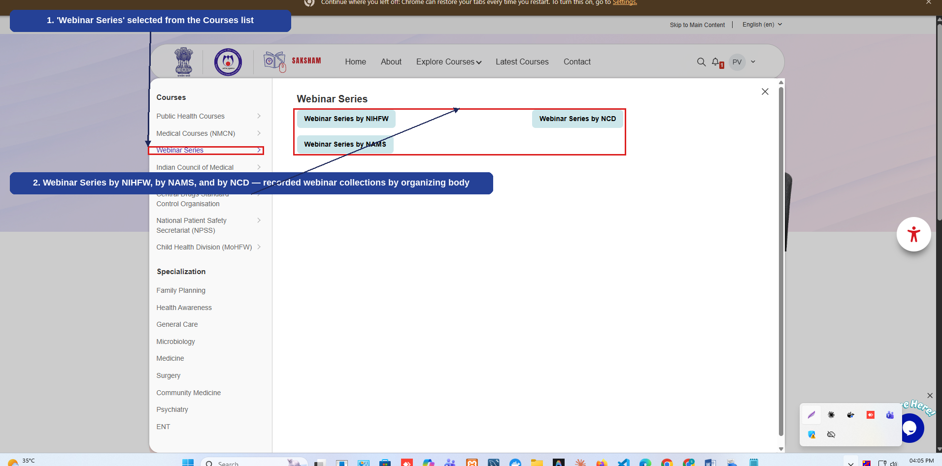 Fig 2.8.3 (a) — Explore Courses: Webinar Series