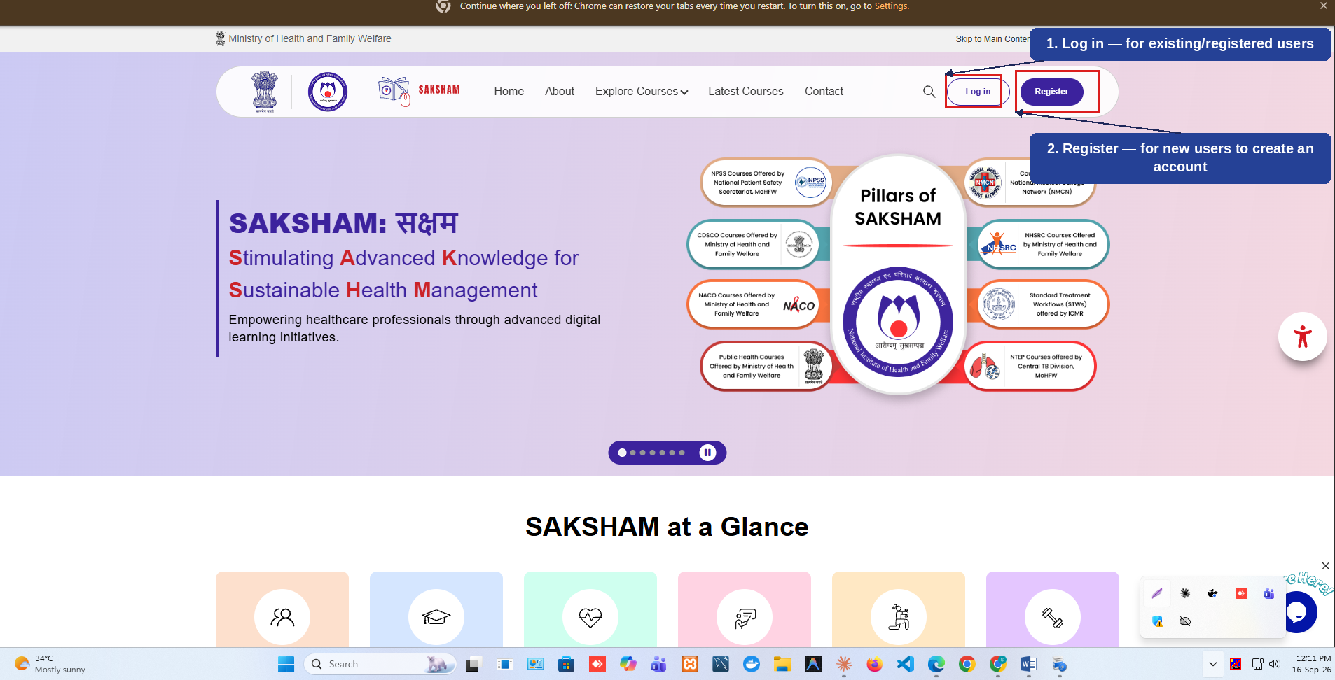 Fig 2.1 (a) — LMIS (SAKSHAM) Home Page