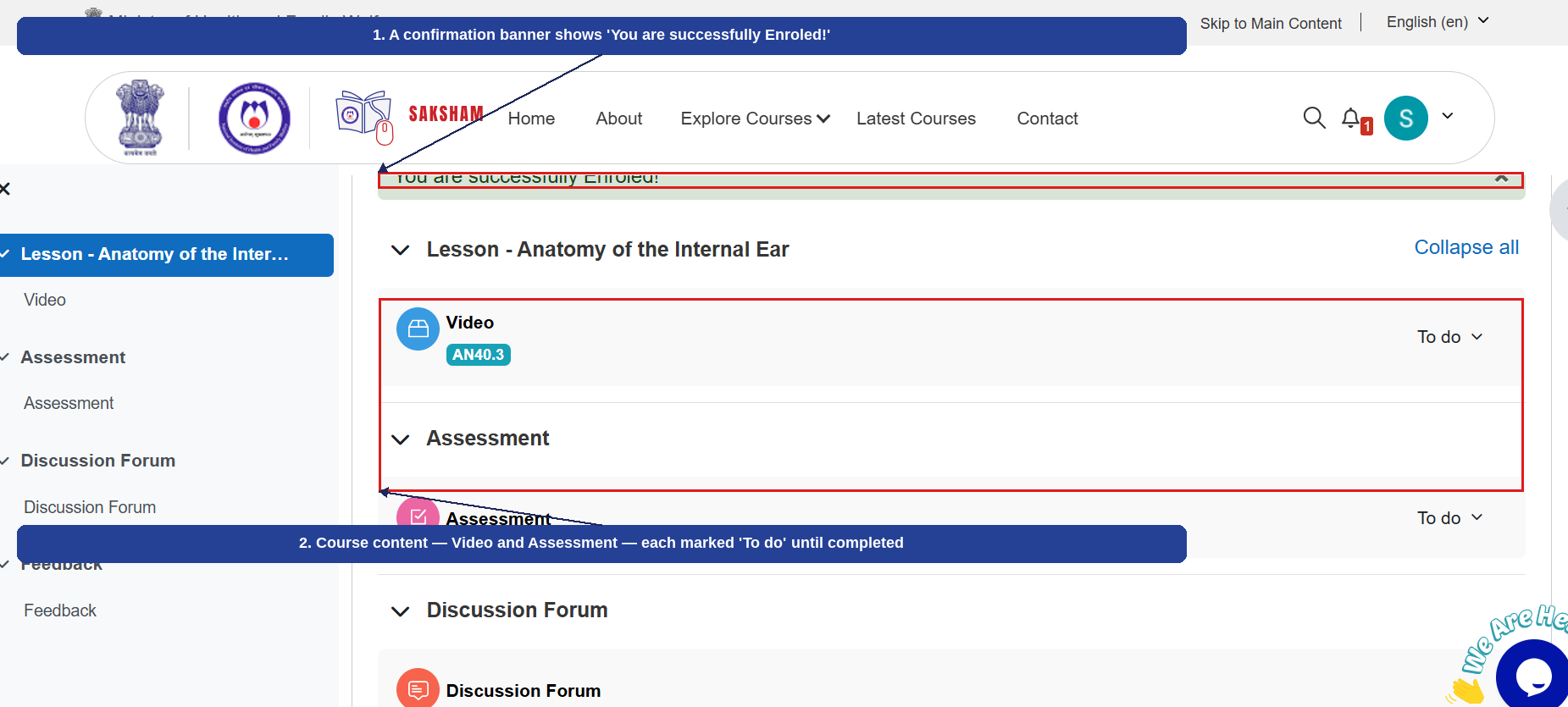 Fig 2.12 (e) — Course Content After Enrolling