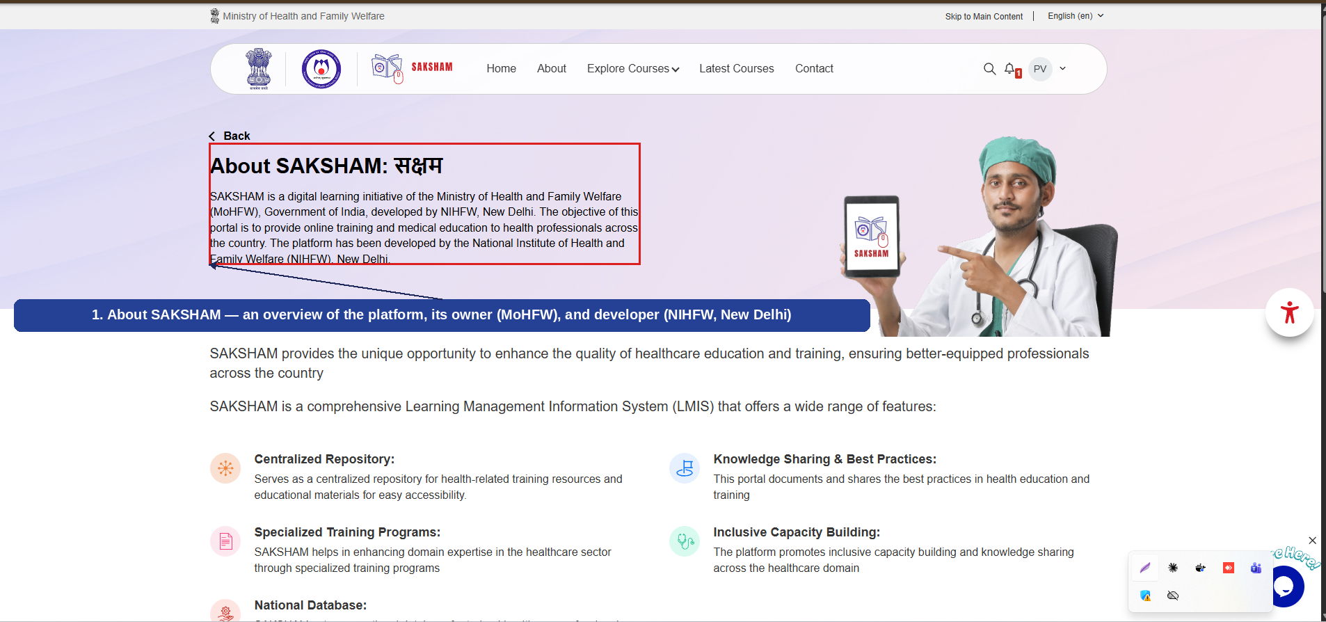 Fig 2.7 (a) — About SAKSHAM: Introduction