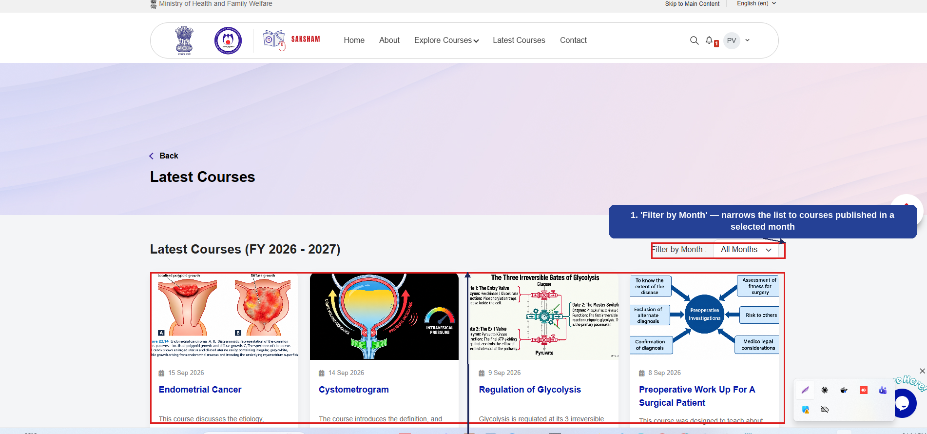 Fig 2.9 (a) — Latest Courses