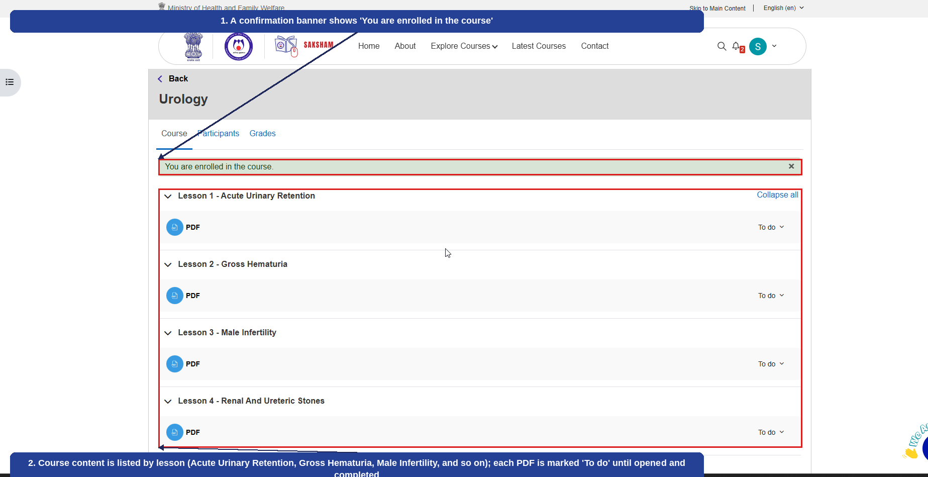 Fig 2.8.4 (e) — Course Content After Enrolling