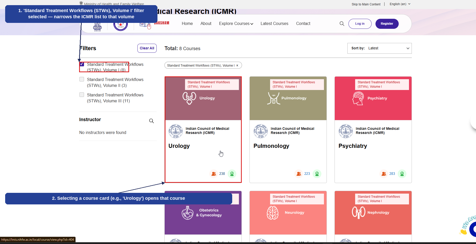 Fig 2.8.4 (c) — STW Volume I: Course Listing and Selection