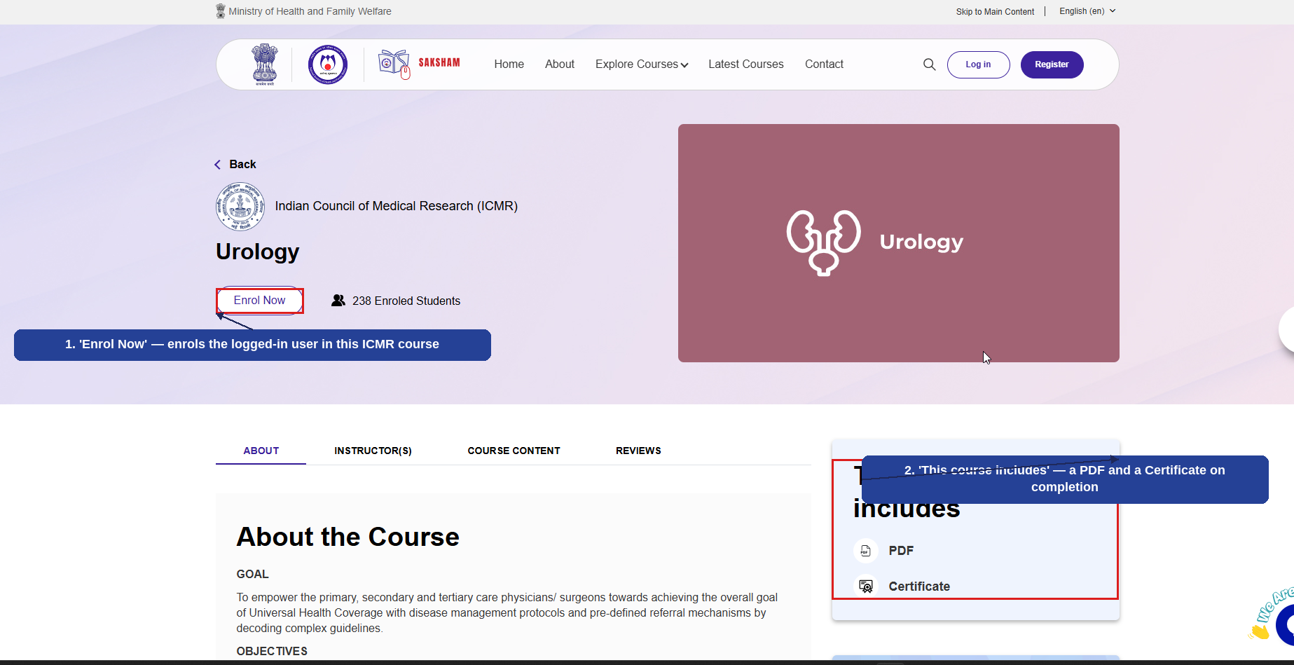 Fig 2.8.4 (d) — Course Detail Page: Enrol Now