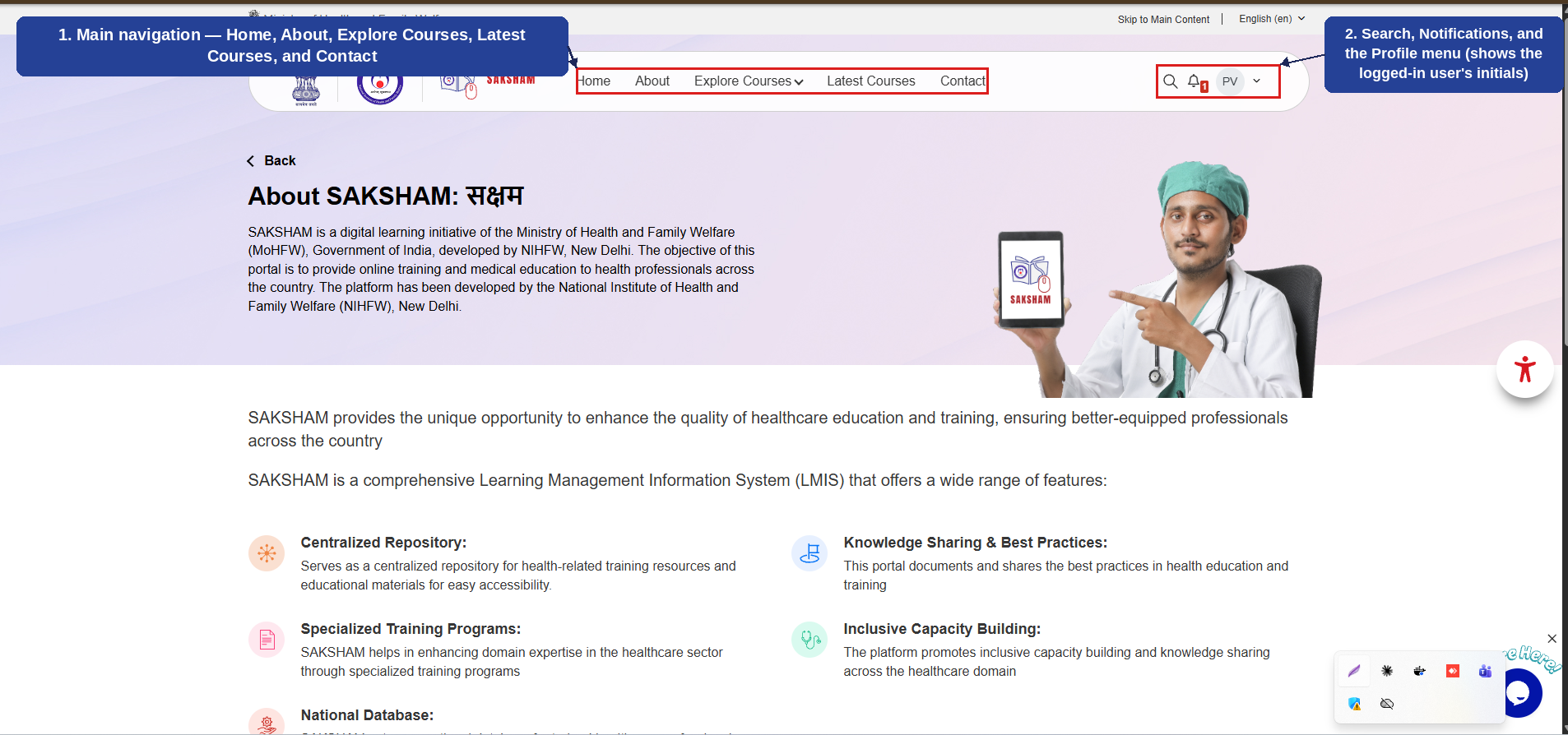 Fig 2.6 (a) — Post-Login Navigation Bar